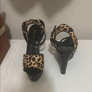 Black cheetah wedges